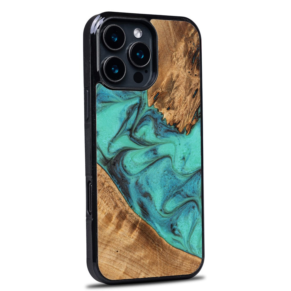 Holzhülle für iPhone 16 Pro Max, Bewood Unique Turquoise