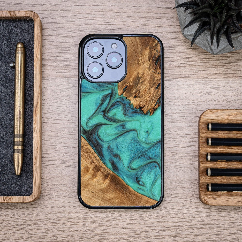 Holzhülle für iPhone 16 Pro Max, Bewood Unique Turquoise