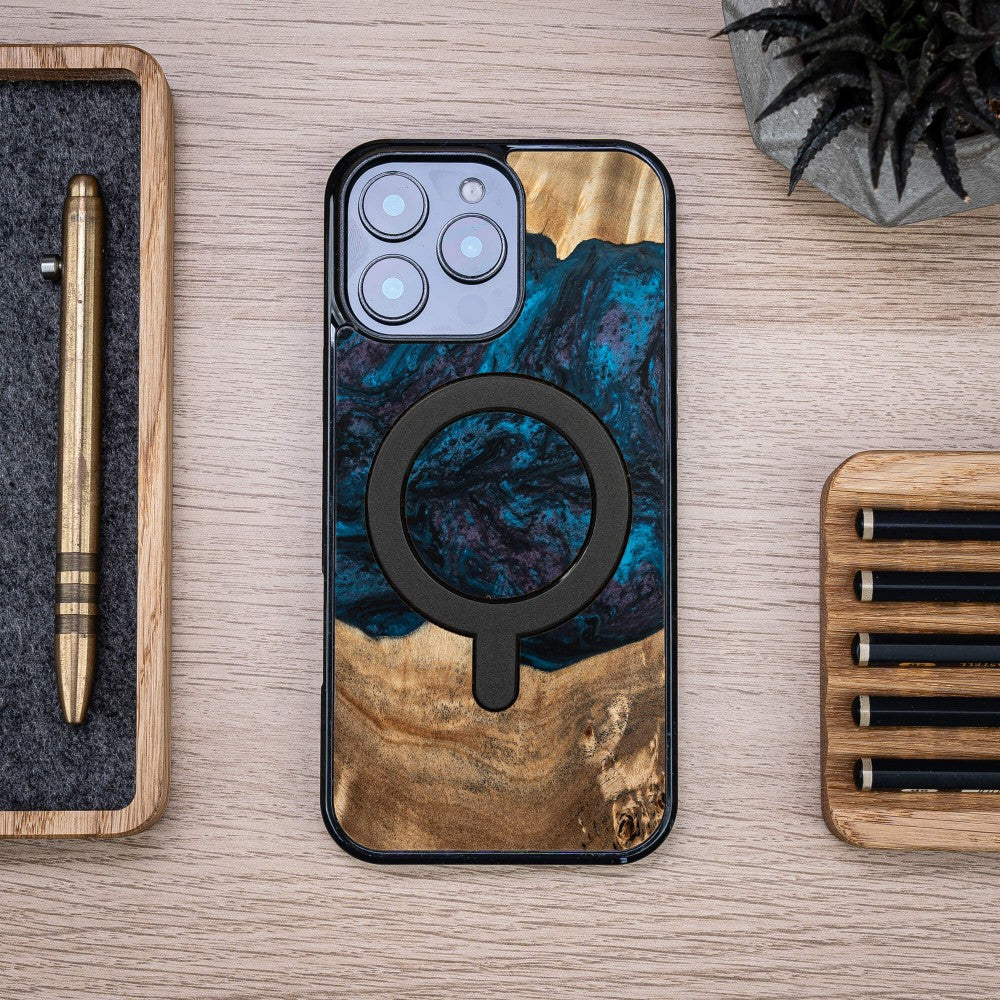 Holzhülle für iPhone 16 Pro Max, Bewood Unique Planets Neptun für MagSafe