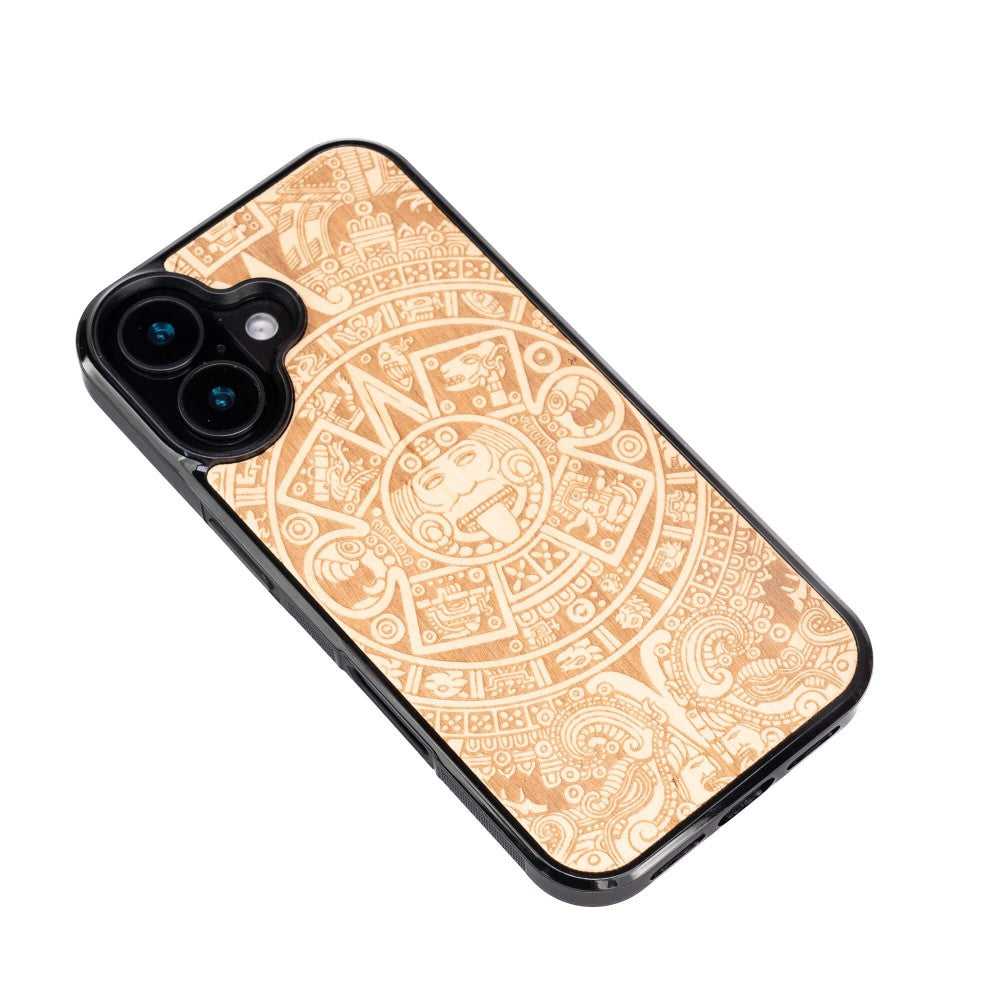 Holzhülle für iPhone 16, Bewood Aniegre Aztekischer Kalender