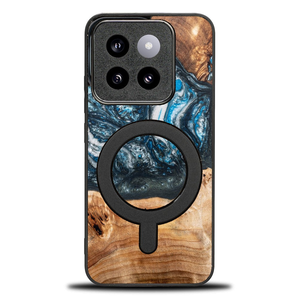 Holzhülle für Xiaomi 14T Pro, Bewood Unique Planets Erde für MagSafe