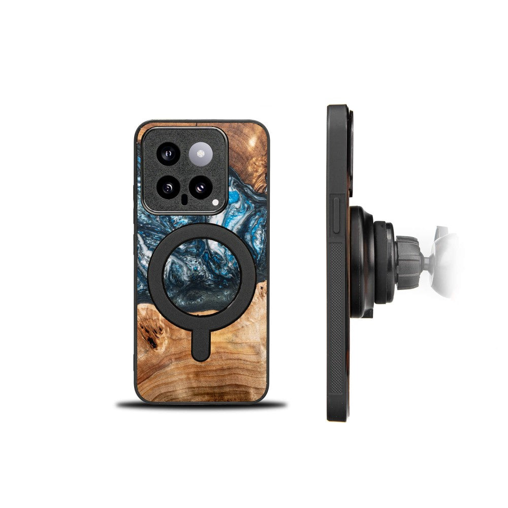 Holzhülle für Xiaomi 14T Pro, Bewood Unique Planets Erde für MagSafe