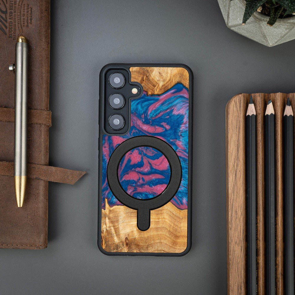 Holzhülle für Galaxy S25, Bewood Unique Neons Vegas für MagSafe