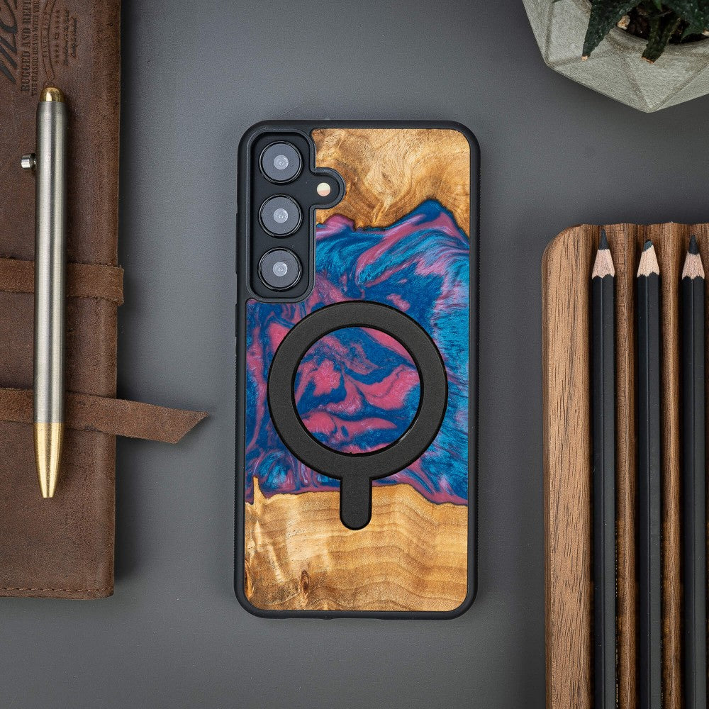 Holzhülle für Galaxy S25 Plus, Bewood Unique Neons Vegas für MagSafe