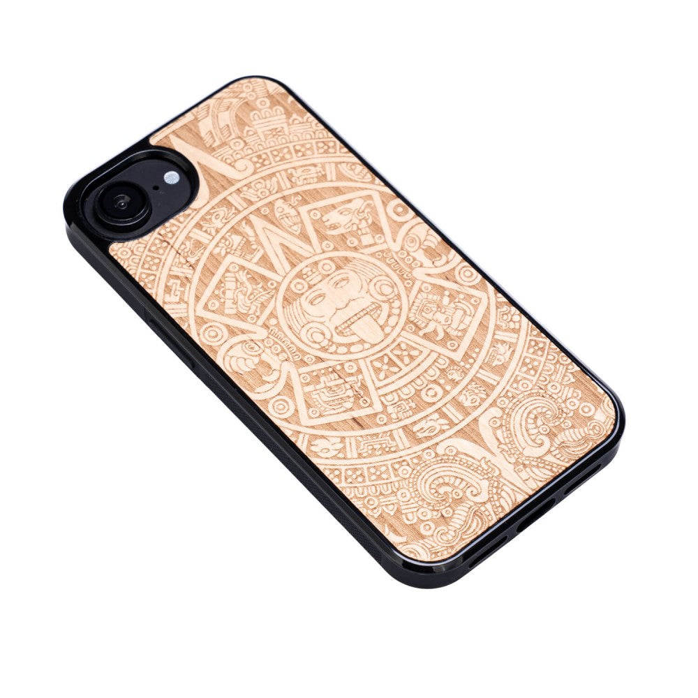 Holzhülle für iPhone 17e / 16e, Bewood Aniegre Aztekischer Kalender