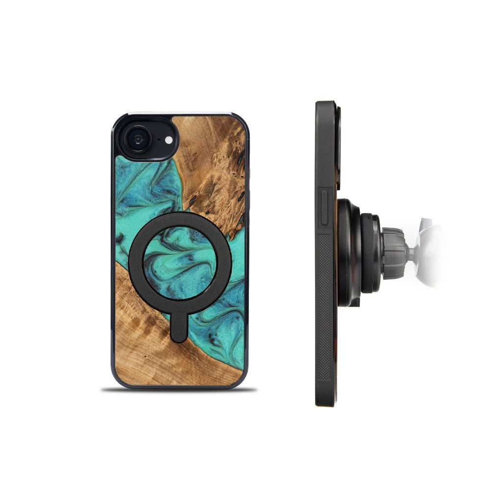 Holzhülle für iPhone 17e / 16e, Bewood Unique Turquoise für MagSafe