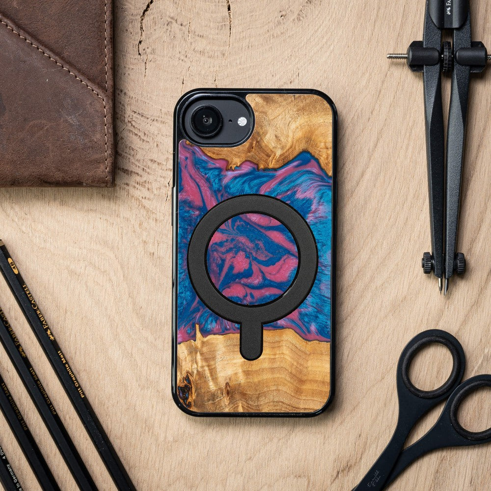 Holzhülle für iPhone 17e / 16e, Bewood Unique Neons Vegas für MagSafe