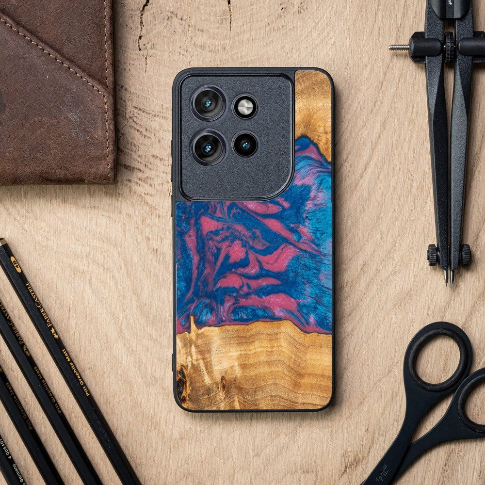 Holzhülle für Motorola Edge 50 Neo, Bewood Unique Neons Vegas