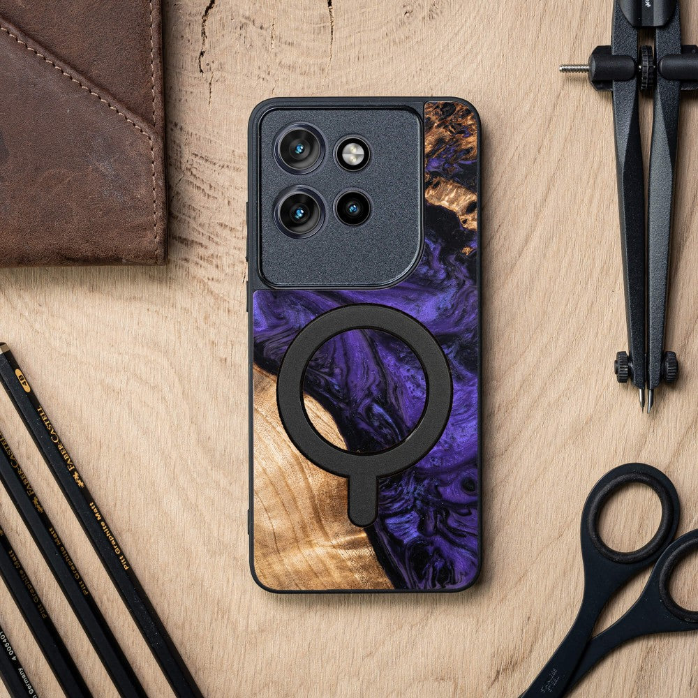 Holzhülle für Motorola Edge 50 Neo, Bewood Unique Violet für MagSafe