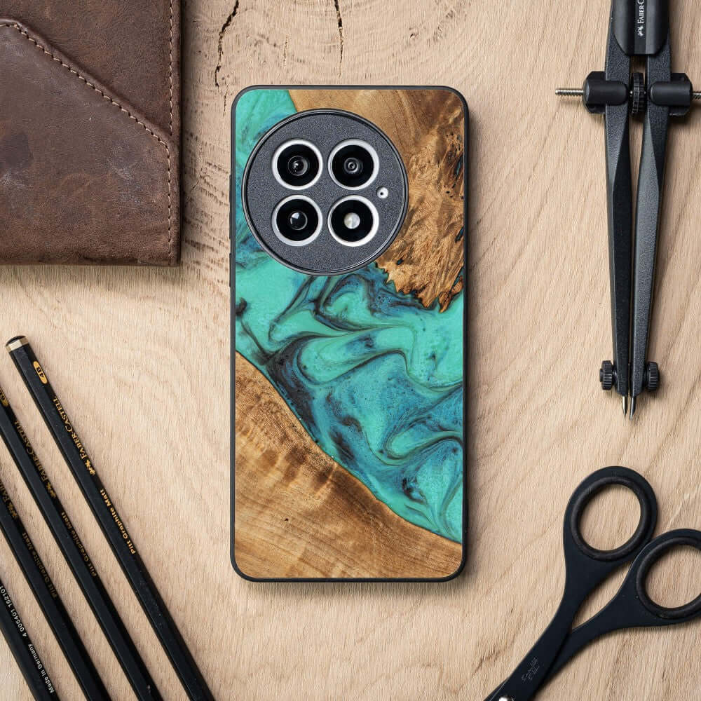 Holzhülle für OnePlus 13, Bewood Unique Turquoise