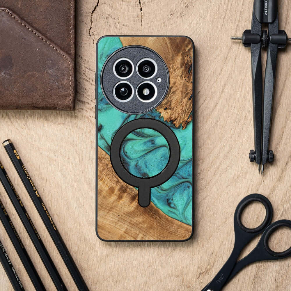Holzhülle für OnePlus 13, Bewood Unique Turquoise für MagSafe