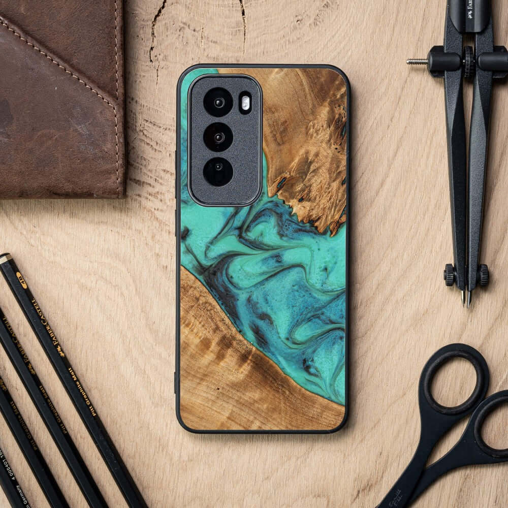 Holzhülle für Oppo Reno 12 Pro, Bewood Unique Turquoise