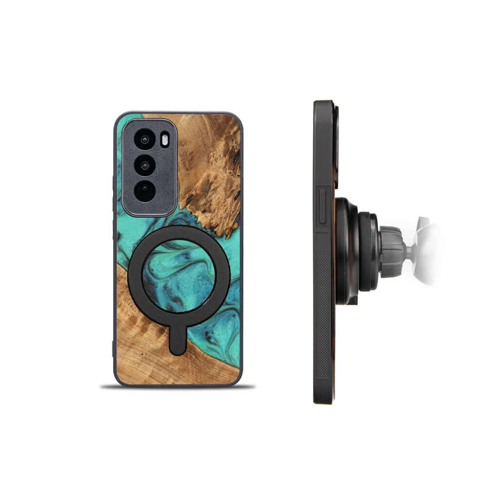 Holzhülle für Oppo Reno 12 Pro, Bewood Unique Turquoise für MagSafe