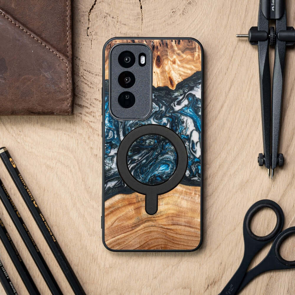 Holzhülle für Oppo Reno 12 Pro, Bewood Unique Planets Erde für MagSafe