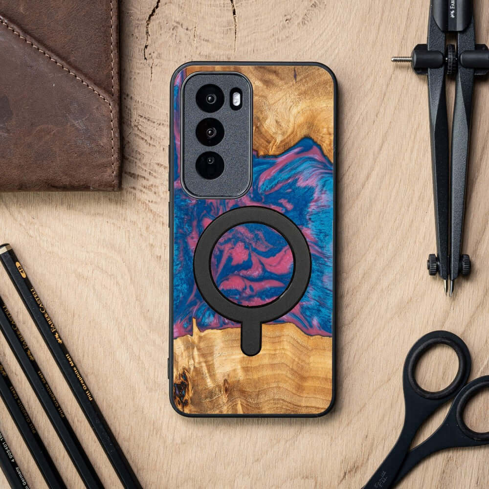 Holzhülle für Oppo Reno 12 Pro, Bewood Unique Neons Vegas für MagSafe