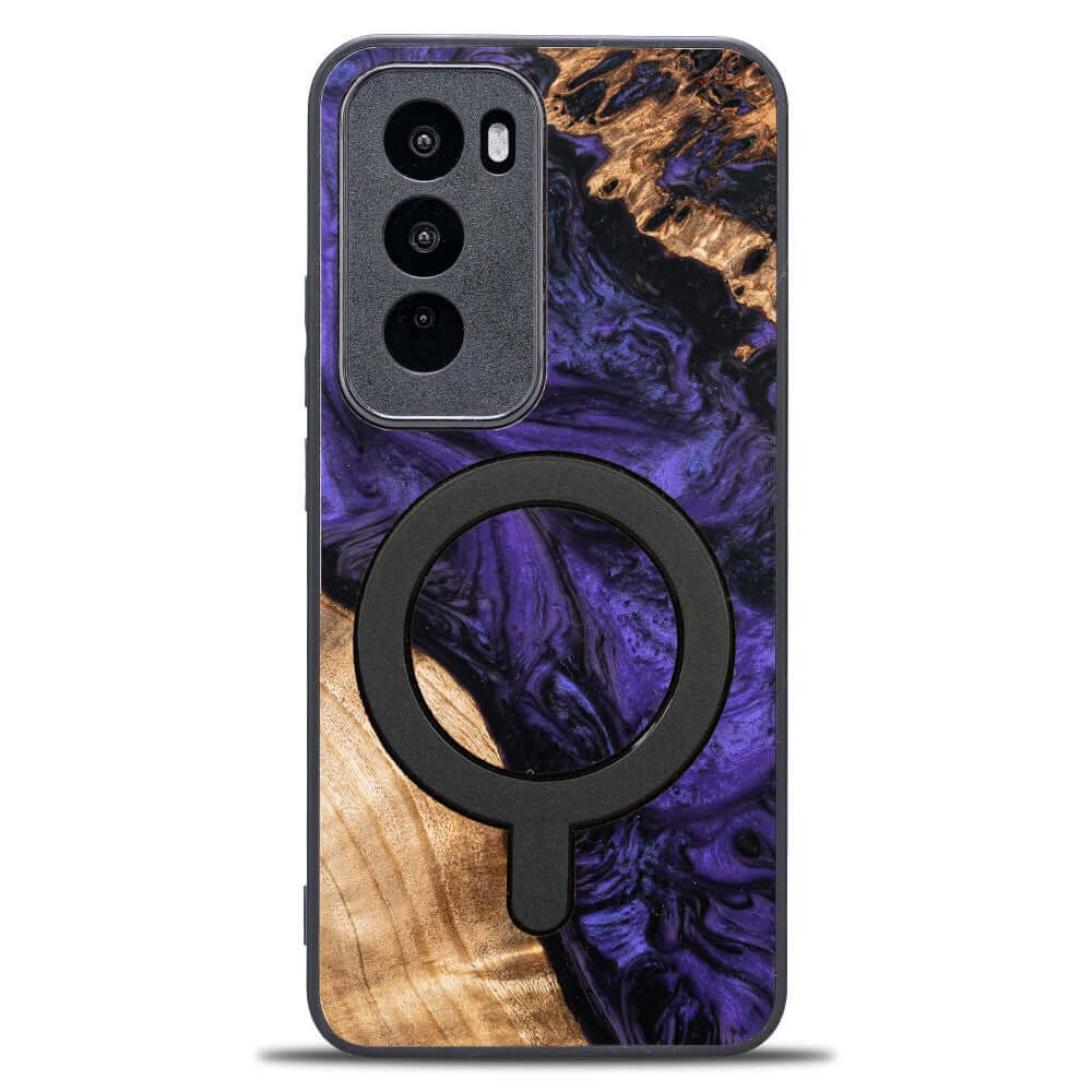 Holzhülle für Oppo Reno 12, Bewood Unique Violet für MagSafe