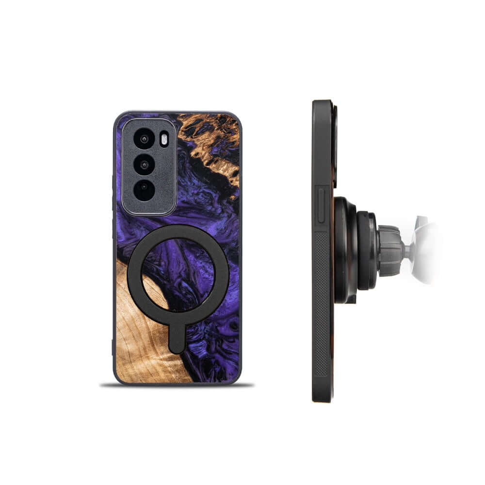 Holzhülle für Oppo Reno 12, Bewood Unique Violet für MagSafe