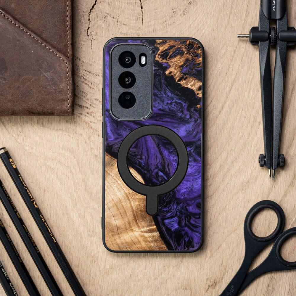 Holzhülle für Oppo Reno 12, Bewood Unique Violet für MagSafe