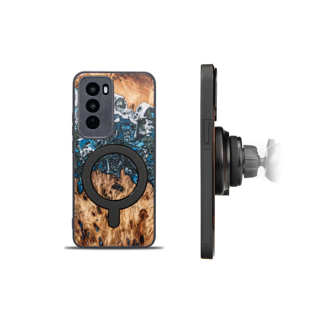 Holzhülle für Oppo Reno 12, Bewood Unique Planets Erde für MagSafe