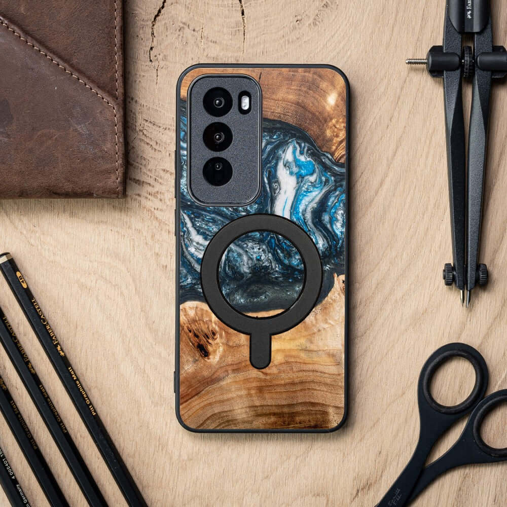 Holzhülle für Oppo Reno 12, Bewood Unique Planets Erde für MagSafe