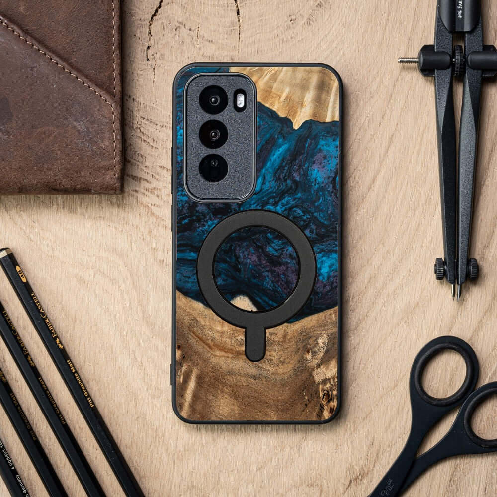 Holzhülle für Oppo Reno 12, Bewood Unique Planets Neptun für MagSafe