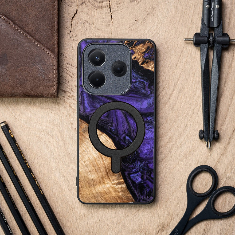 Holzhülle für Xiaomi Redmi Note 14 5G, Bewood Unique Violet für MagSafe