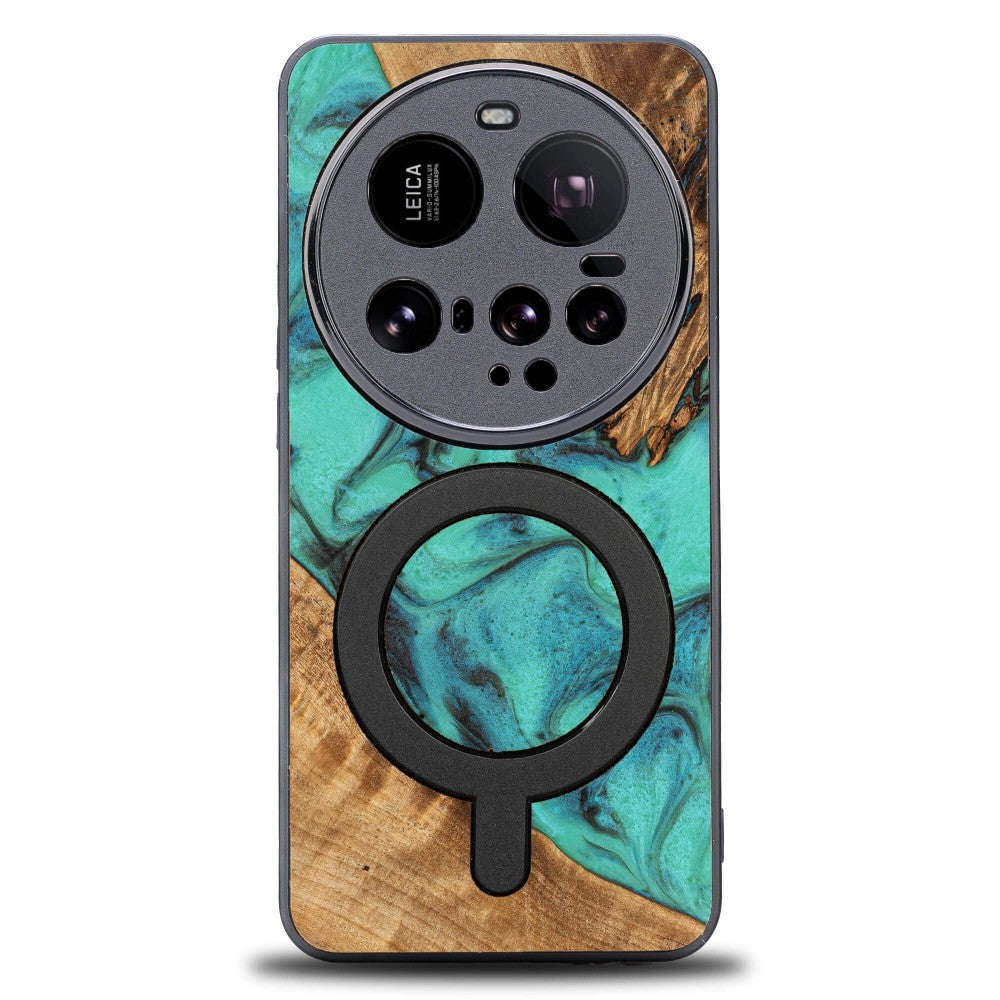 Holzhülle für Xiaomi 15 Ultra, Bewood Unique Turquoise für MagSafe