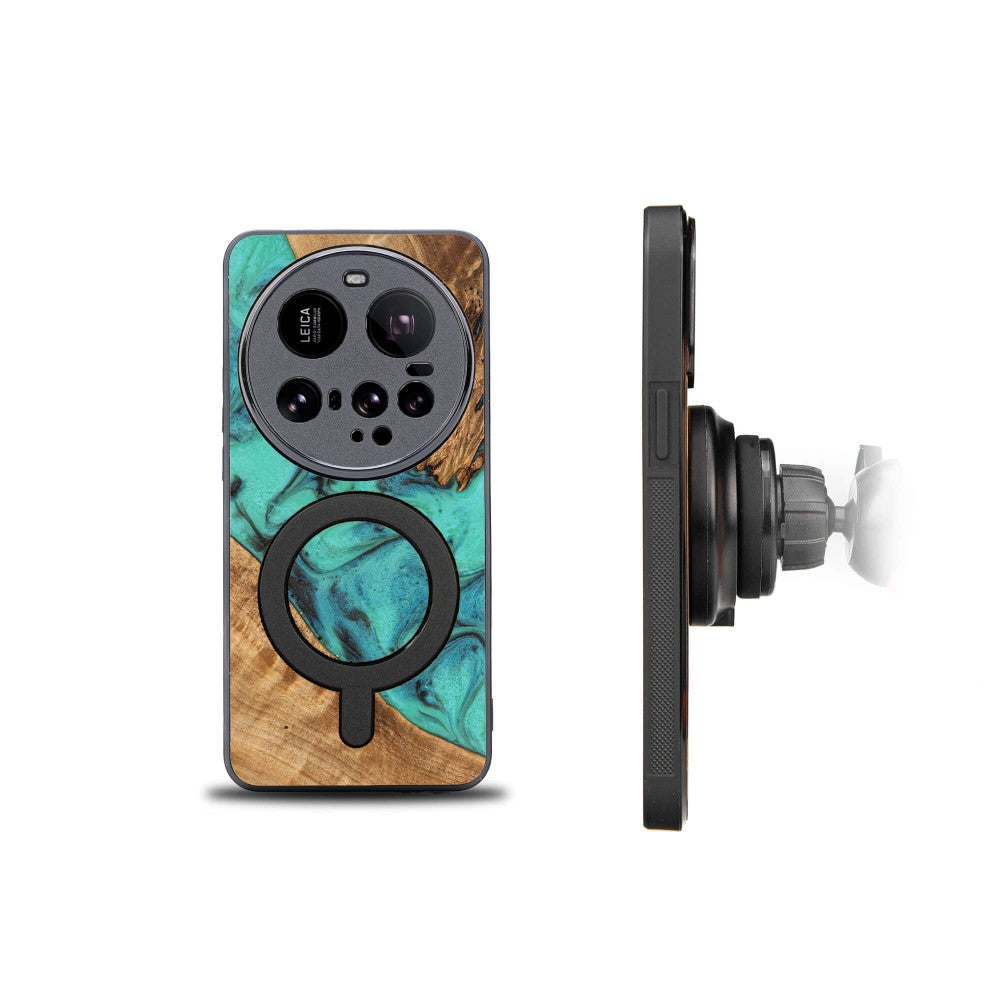 Holzhülle für Xiaomi 15 Ultra, Bewood Unique Turquoise für MagSafe