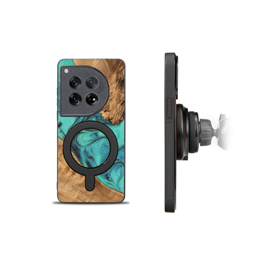 Holzhülle für OnePlus 12, Bewood Unique Turquoise für MagSafe