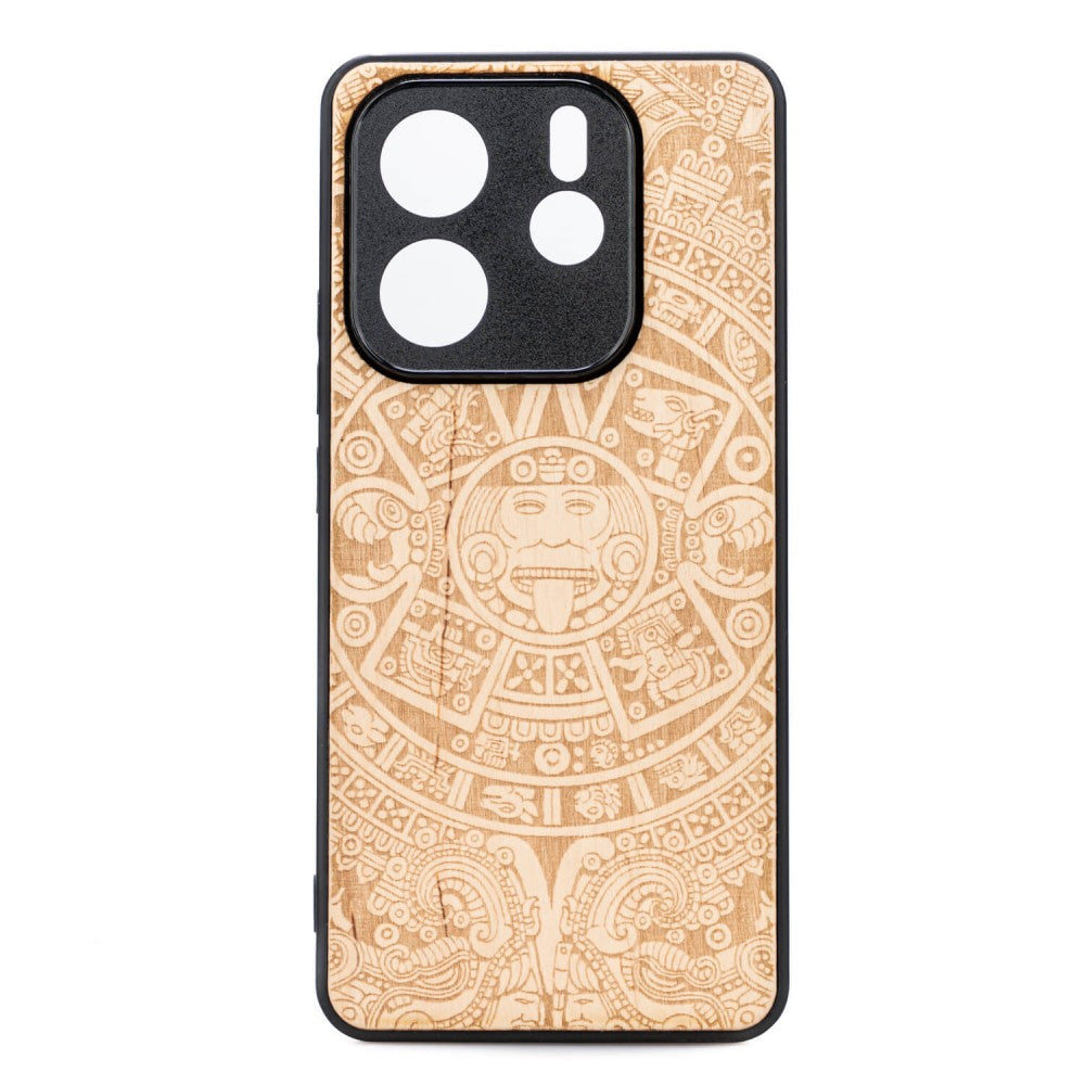 Holzhülle für Xiaomi Redmi Note 14 5G, Bewood Aniegre Aztekischer Kalender