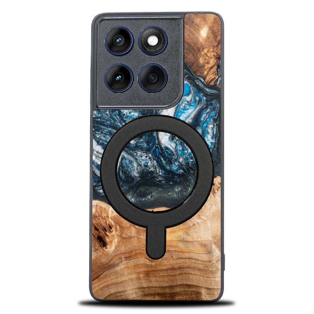 Holzhülle für Motorola Edge 60 Fusion / Motorola Edge 60, Bewood Unique Planets Erde für MagSafe