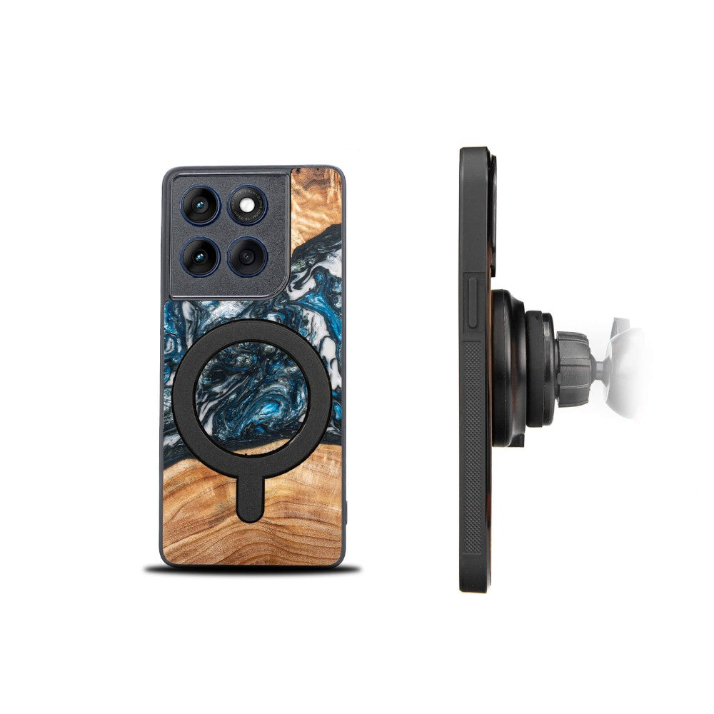 Holzhülle für Motorola Edge 60 Fusion / Motorola Edge 60, Bewood Unique Planets Erde für MagSafe
