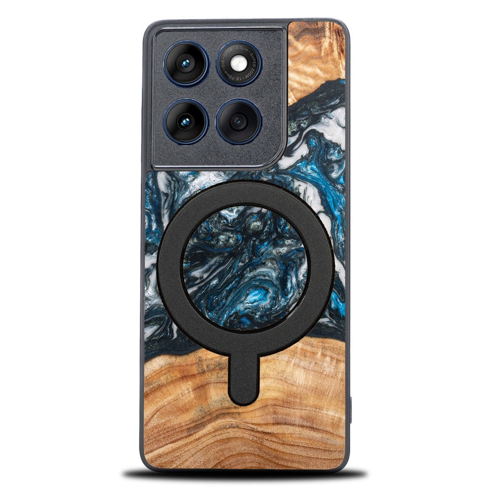 Holzhülle für Motorola Edge 60 Pro, Bewood Unique Planets Erde für MagSafe