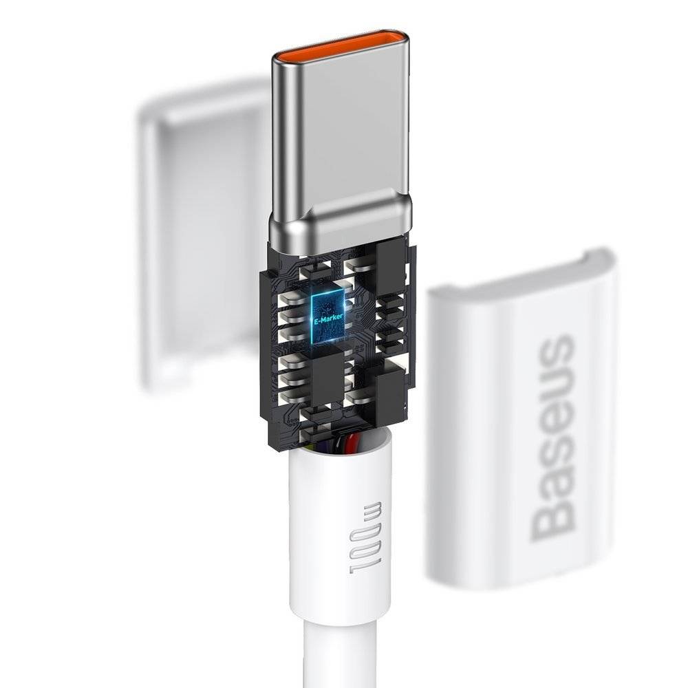 Kabel Baseus Superior 100W 5A USB-C für USB-C 1m, Weiß