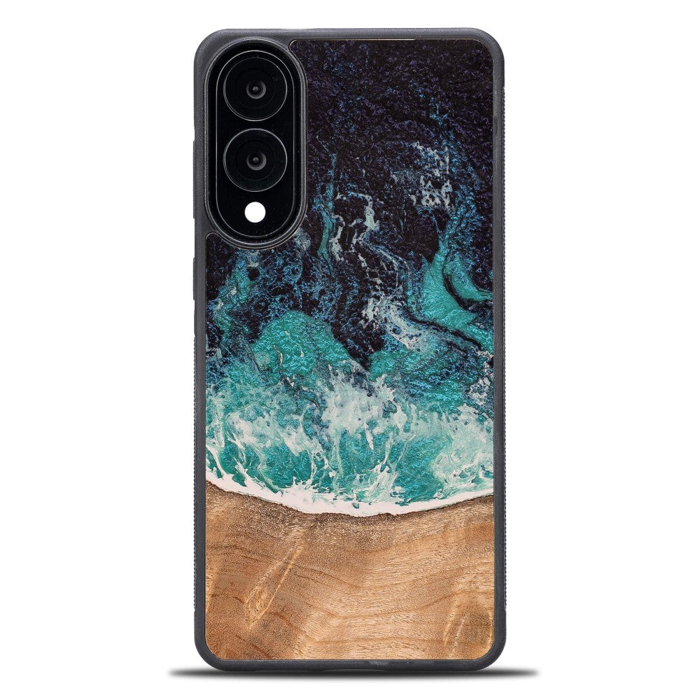 Holzhülle für Galaxy S25 Edge, Bewood Unique Dream Island, Blau-Braun