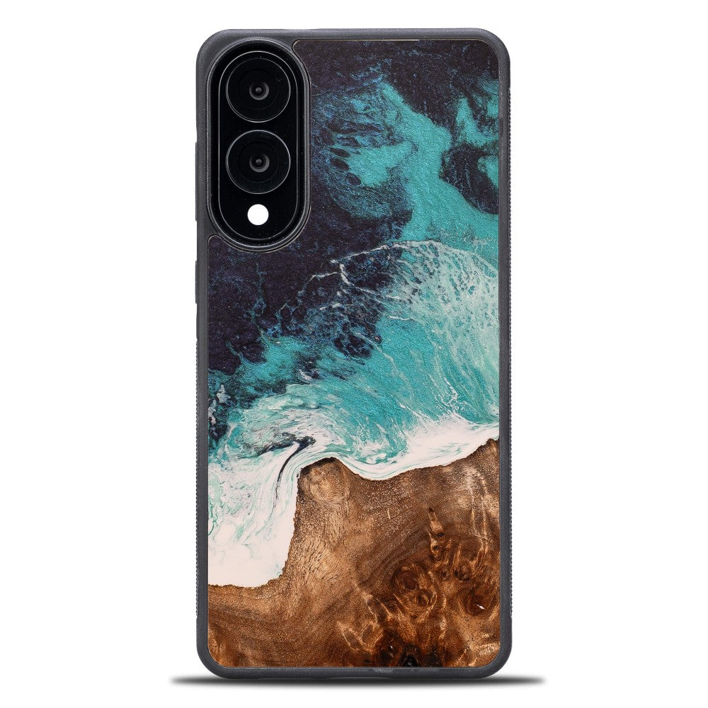 Holzhülle für Galaxy S25 Edge, Bewood Unique Dream Island, Blau-Braun