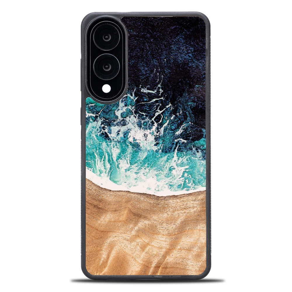 Holzhülle für Galaxy S25 Edge, Bewood Unique Dream Island, Blau-Braun