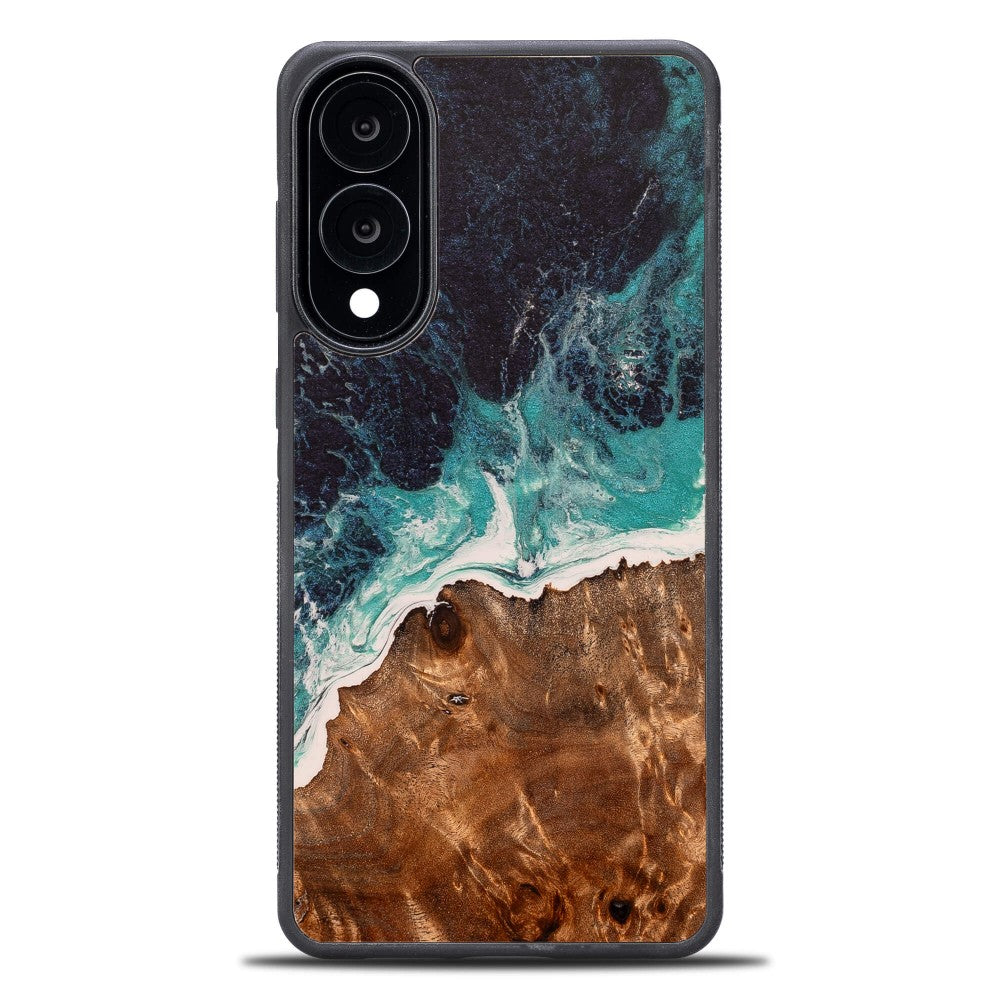 Holzhülle für Galaxy S25 Edge, Bewood Unique Dream Island, Blau-Braun