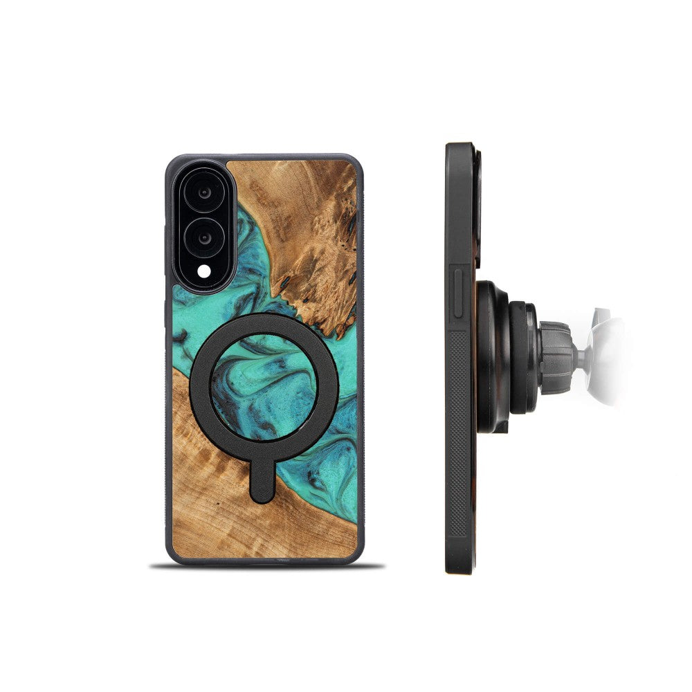 Holzhülle für Galaxy S25 Edge, Bewood Unique Turquoise für MagSafe