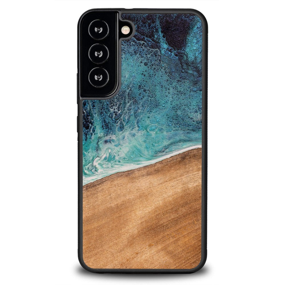 Holzhülle für Galaxy S22 Plus, Bewood Unique Dream Island, Blau-Braun