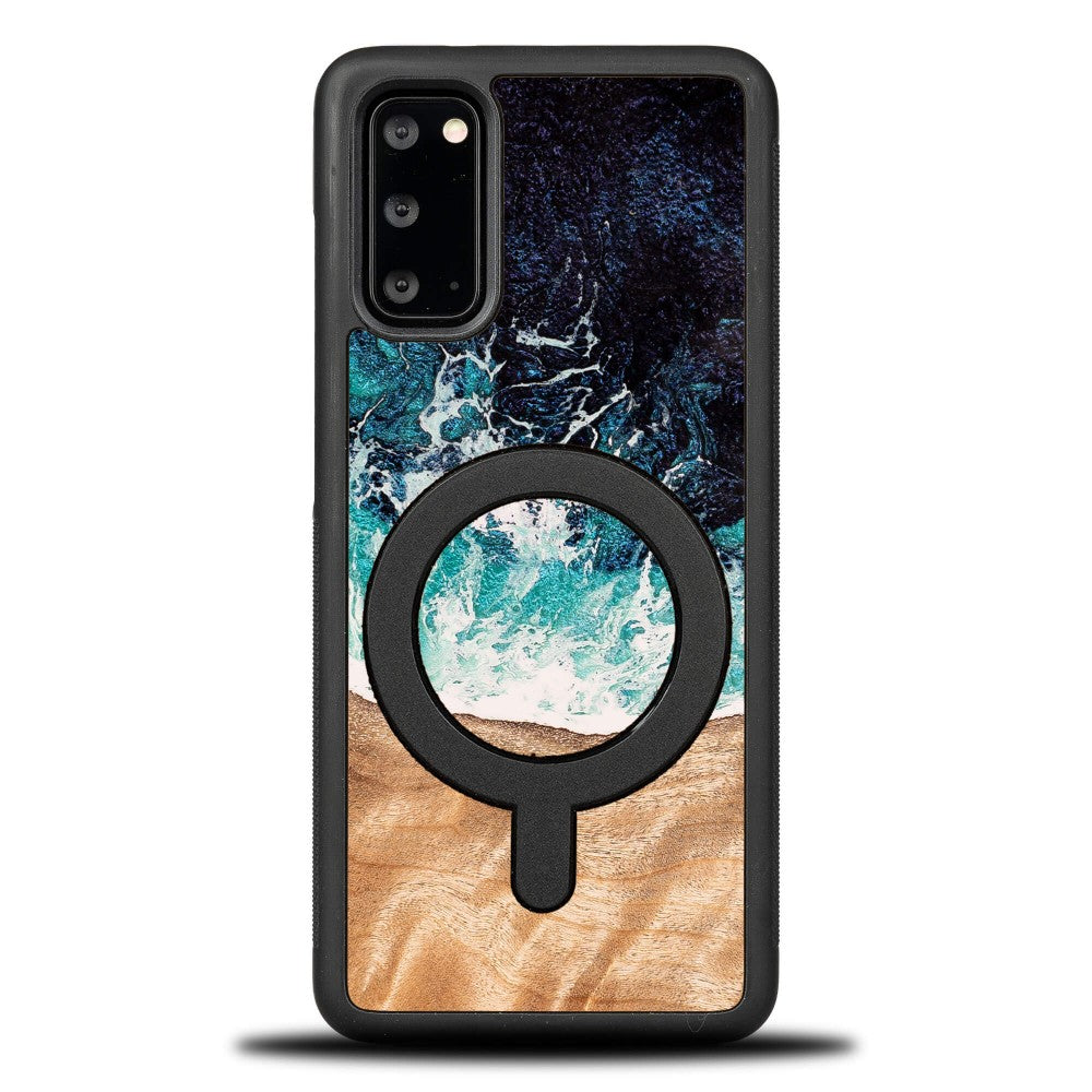 Holzhülle für Galaxy S20 FE, Bewood Unique Dream Island für MagSafe, Blau-Braun