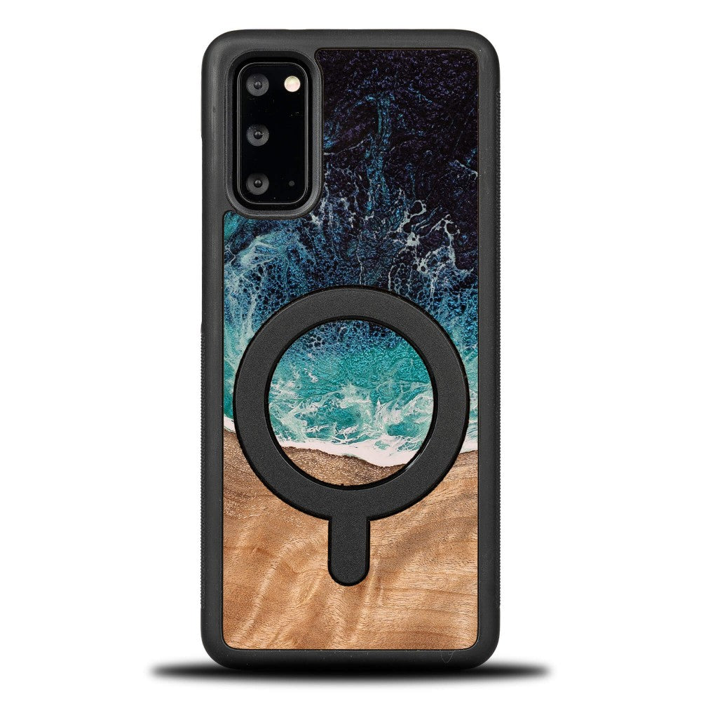 Holzhülle für Galaxy S20 FE, Bewood Unique Dream Island für MagSafe, Blau-Braun