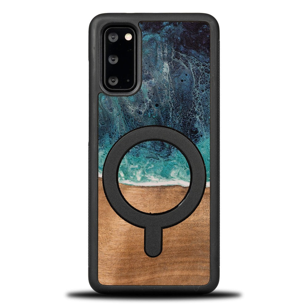 Holzhülle für Galaxy S20 FE, Bewood Unique Dream Island für MagSafe, Blau-Braun