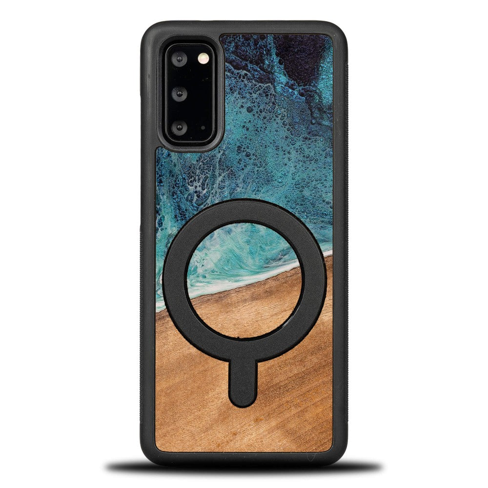 Holzhülle für Galaxy S20 FE, Bewood Unique Dream Island für MagSafe, Blau-Braun