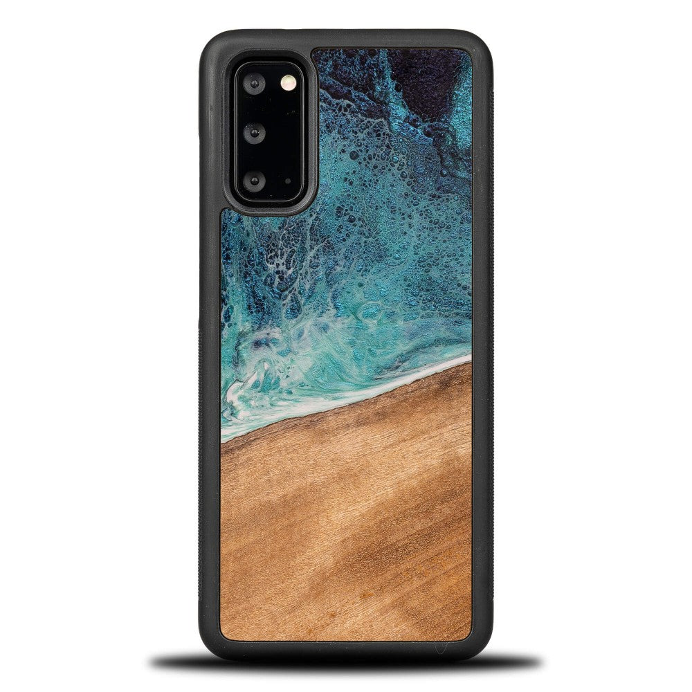 Holzhülle für Galaxy S20 FE, Bewood Unique Dream Island, Blau-Braun