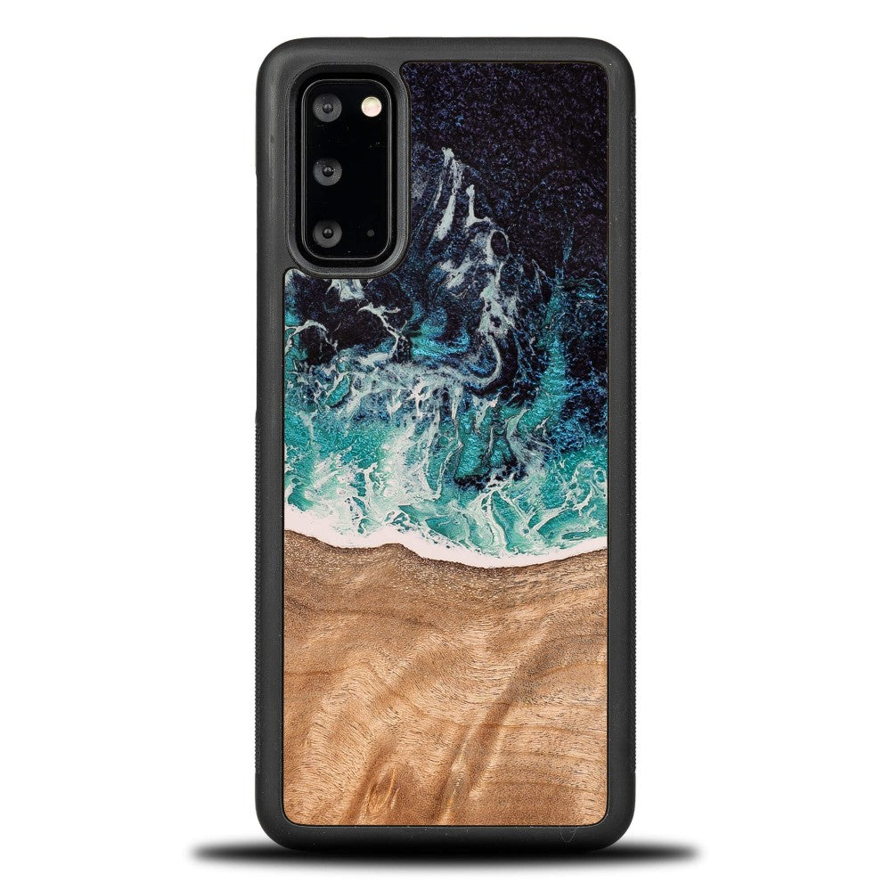 Holzhülle für Galaxy S20 FE, Bewood Unique Dream Island, Blau-Braun