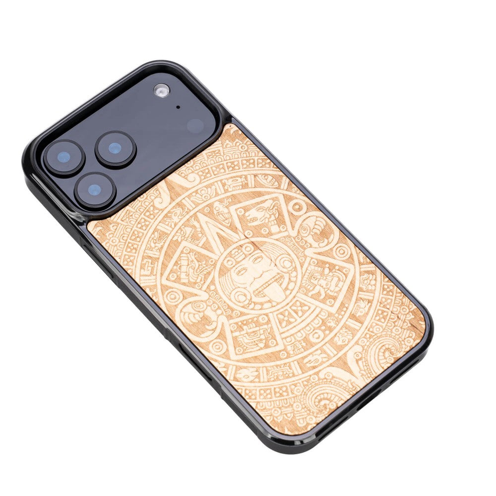 Holzhülle für iPhone 17 Pro Max, Bewood Aniegre Aztekischer Kalender