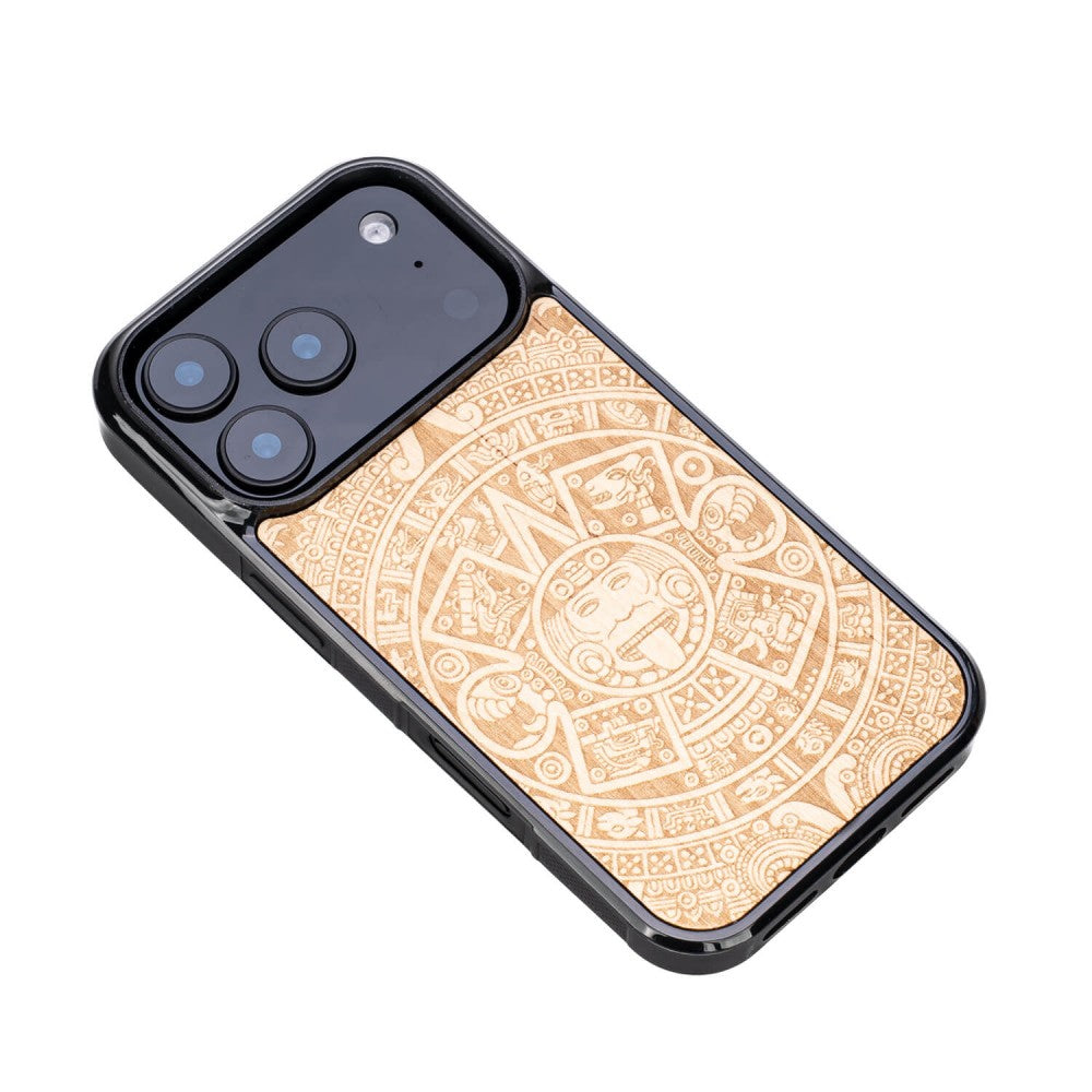 Holzhülle für iPhone 17 Pro, Bewood Aniegre Aztekischer Kalender