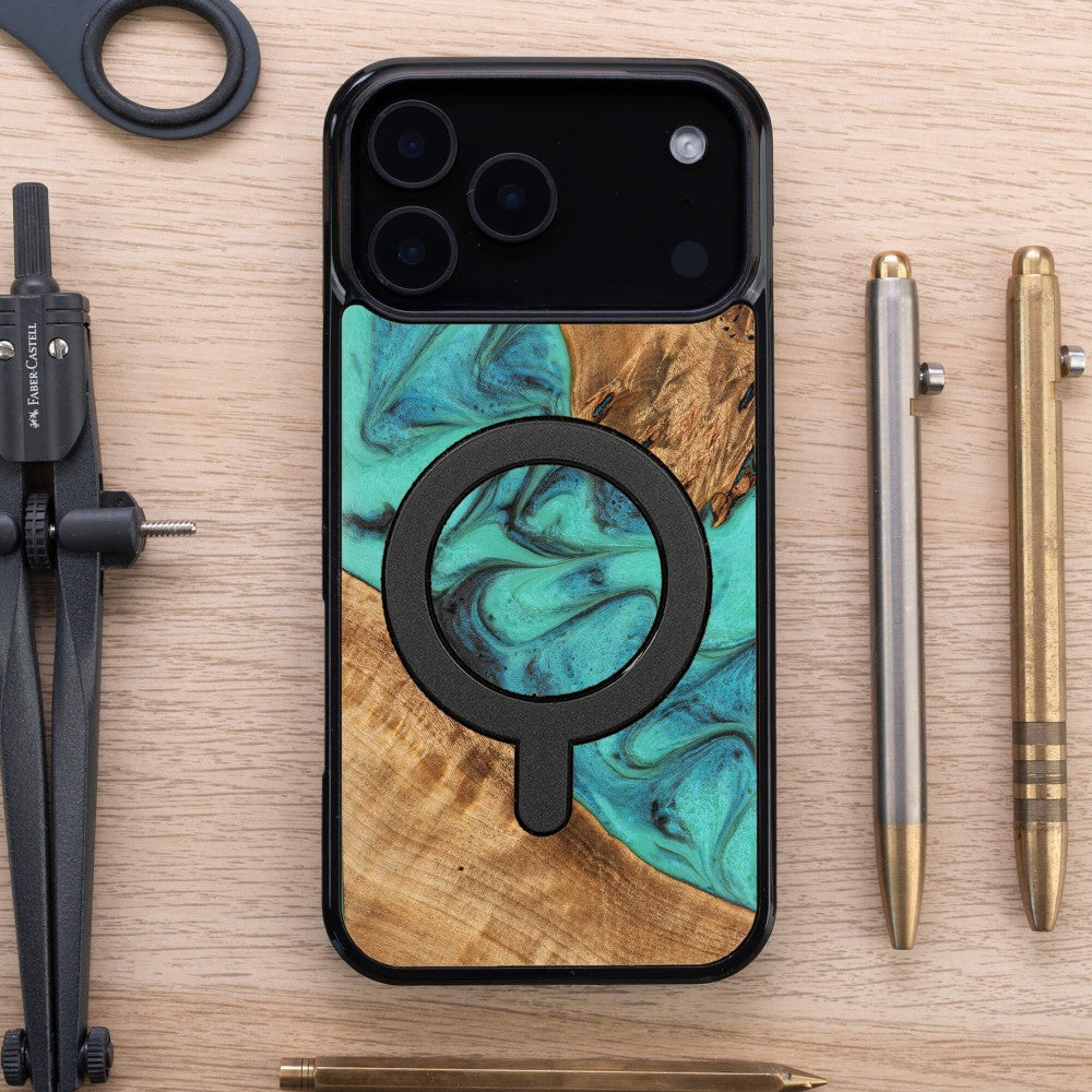 Holzhülle für iPhone 17 Pro Max, Bewood Unique Turquoise für MagSafe