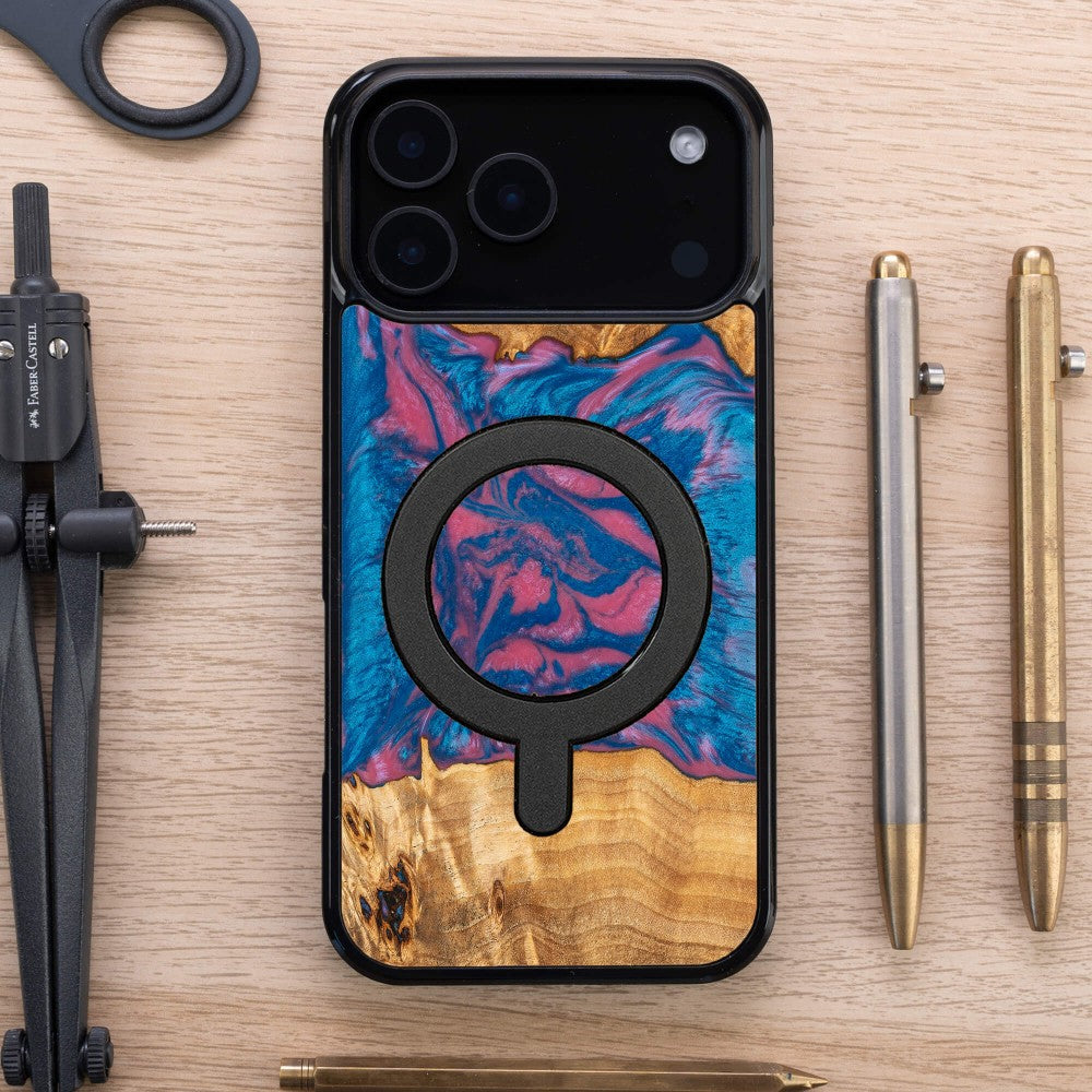 Holzhülle für iPhone 17 Pro Max, Bewood Unique Neons Vegas für MagSafe
